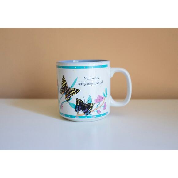 Vintage mug with butterflies that says "You make every day special" - Picture 1 of 7